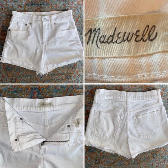 Madewell $75 High-Rise Denim Shorts in Tile White Size 26 EUC - Picture 1 of 13